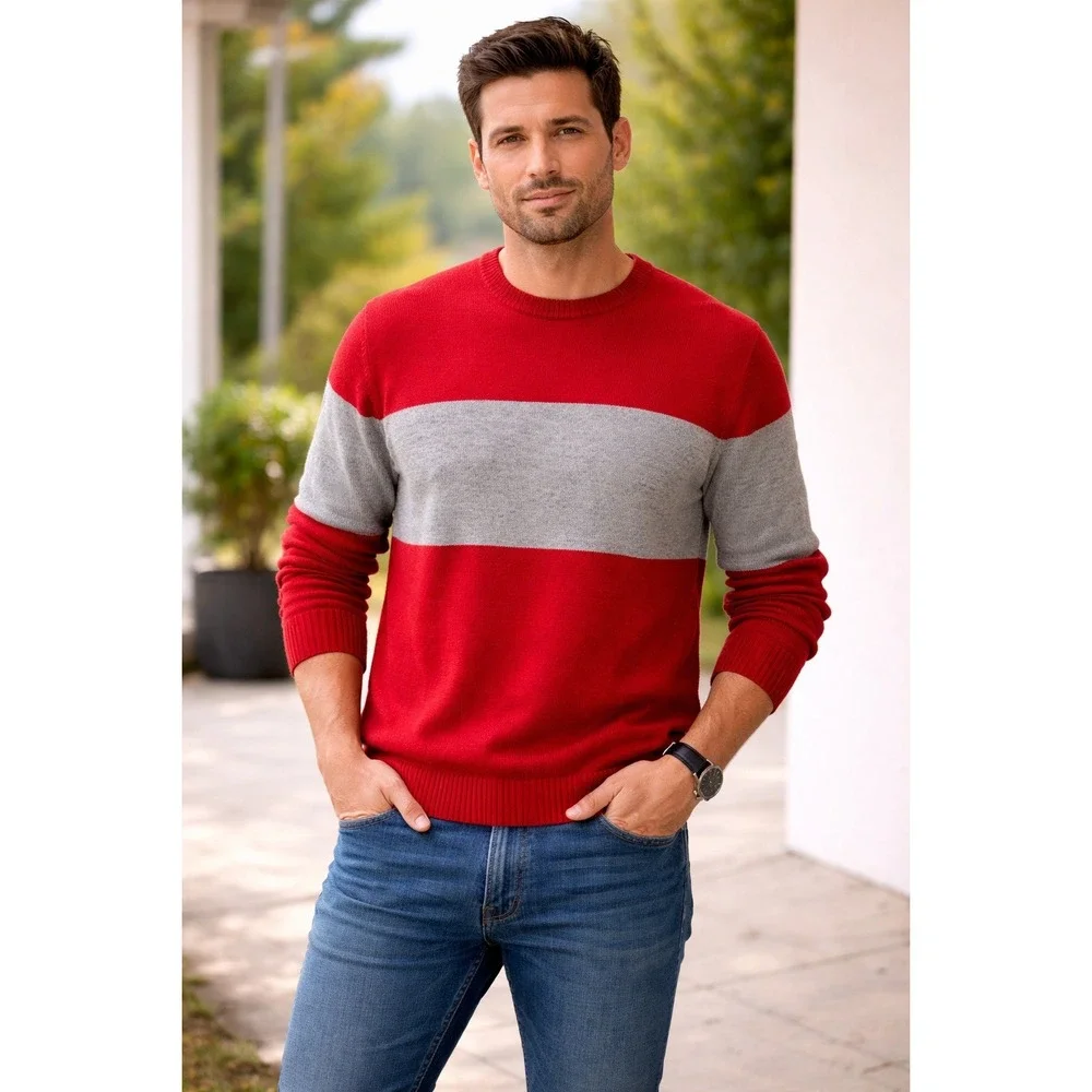 Calvin Klein- Red and Gray Men's Sweater‎ Size XL